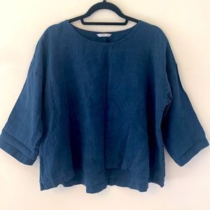 Linen Fox blue 2 piece shorts and top set